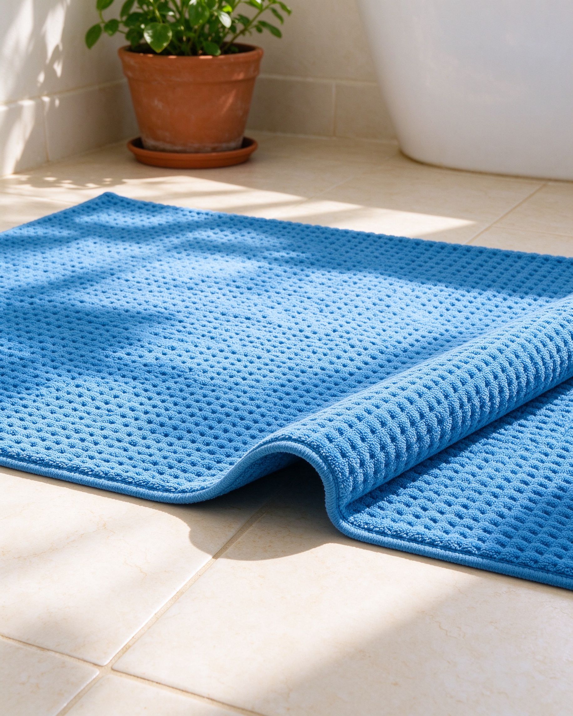Azure Waffle Bath Mat — Mediterranean home product