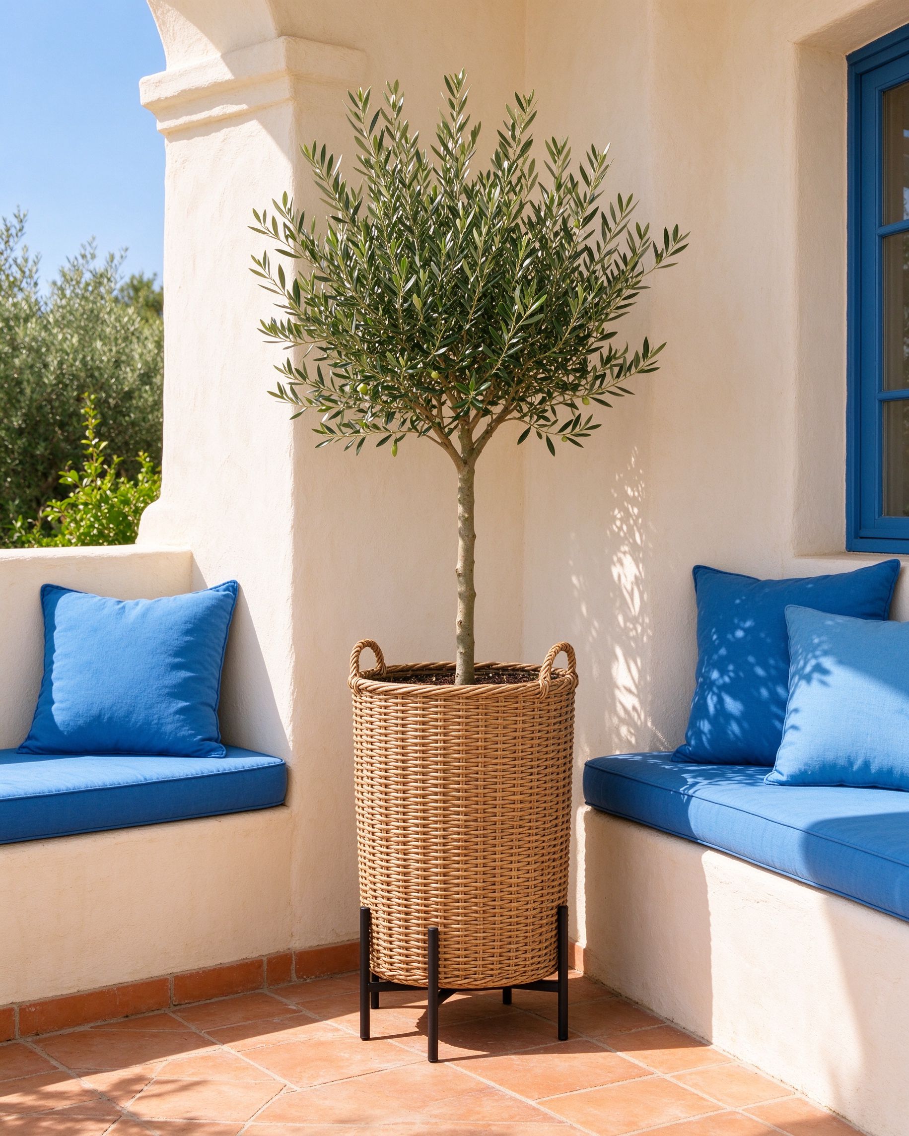 Rattan Planter and Stand — Mediterranean home product